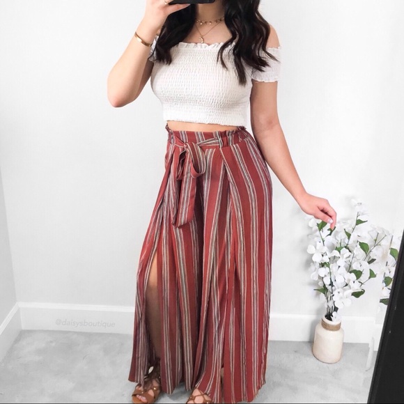 high waisted pants with slits